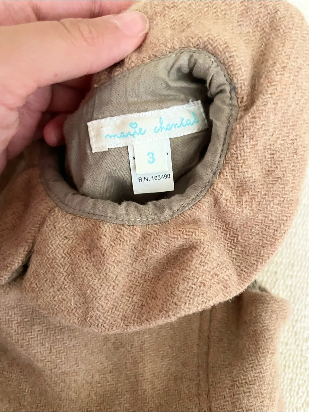 Marie Chantal 100% Wool Dress Cap Sleeves Pleated Girls Sz 3 Tan Brown Romania